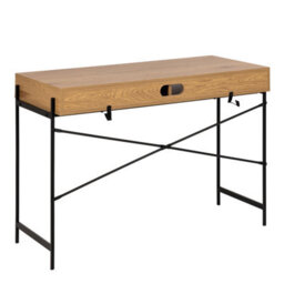 Furniture To Go Angus Office Desk With Sliding Door In Oak & Black - thumbnail 4