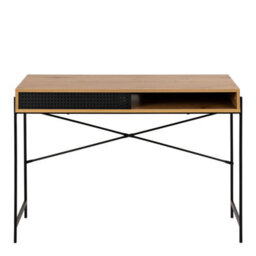 Furniture To Go Angus Office Desk With Sliding Door In Oak & Black - thumbnail 2