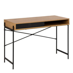 Furniture To Go Angus Office Desk With Sliding Door In Oak & Black - thumbnail 1