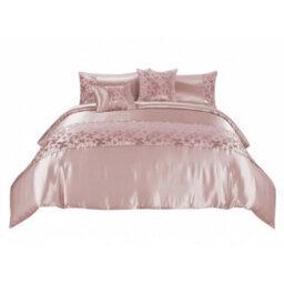 Duvet Cover Embroidery Set Luxury Bedding With Matching Pillowcases Pink - thumbnail 3