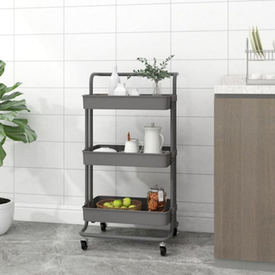 Vidaxl 3-Tier Kitchen Trolley Grey 42X35X85 Cm Iron And Abs Kitchen Trolleys - image 1