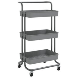 Vidaxl 3-Tier Kitchen Trolley Grey 42X35X85 Cm Iron And Abs Kitchen Trolleys - thumbnail 2