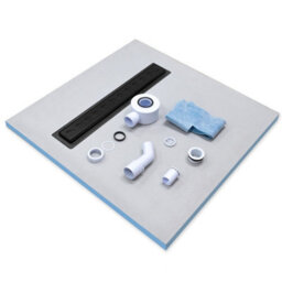 Insl8 Linear Wet Room Tile-On Shower Tray With Black Grate - Diagonal Slots Style - 800 X 800 X 25mm - thumbnail 1