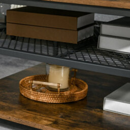Wyld Haus Nafata Rustic Brown Square Coffee Table With 3-Tier Shelves, 80 X 80 X 45 Cm - thumbnail 7