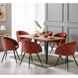 Life Interiors Set Of 2 Red Vittorio Velvet Dining Chairs With Black Metal Legs, Quilted Design Modern Accent Chair - thumbnail 9
