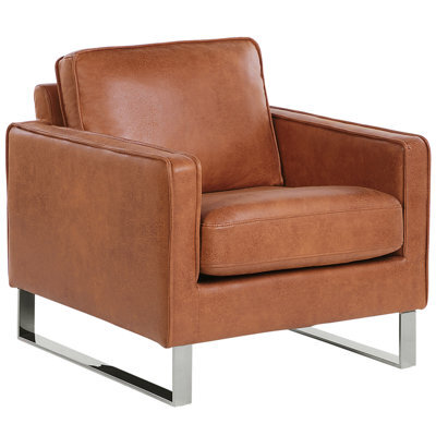 Beliani Armchair Vind Faux Leather Golden Brown - image 1