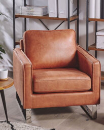 Beliani Armchair Vind Faux Leather Golden Brown - thumbnail 2