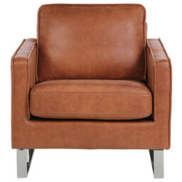 Beliani Armchair Vind Faux Leather Golden Brown - thumbnail 4