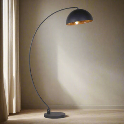 CGC Lighting Cgc Mina Matt Black & Distressed Gold Extra Large Curved Lamp - image 1