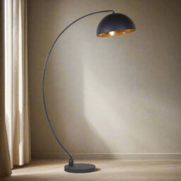 CGC Lighting Cgc Mina Matt Black & Distressed Gold Extra Large Curved Lamp - thumbnail 1
