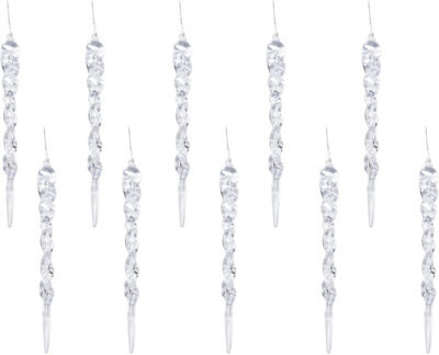 Festive Fix Icicle Christmas Tree Decorations 10 Pack 12Cm Glitter Twisted Baubles Hanging Ornaments For Xmas Tree Wedding Party Home Decor - image 1