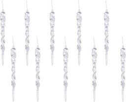 Festive Fix Icicle Christmas Tree Decorations 10 Pack 12Cm Glitter Twisted Baubles Hanging Ornaments For Xmas Tree Wedding Party Home Decor - thumbnail 1