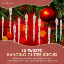 Festive Fix Icicle Christmas Tree Decorations 10 Pack 12Cm Glitter Twisted Baubles Hanging Ornaments For Xmas Tree Wedding Party Home Decor - thumbnail 2
