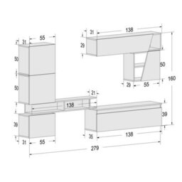Decorotika Bucharest Moduler Modern Tv Unit Wall Mount Customizable Layout High Gloss White - thumbnail 6
