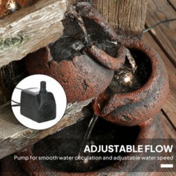 Outsunny 2-In-1 Waterfall Fountain With Birdhouse, Resin Outdoor Fountain - thumbnail 6