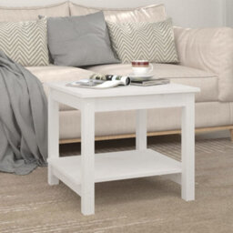 Berkfield Coffee Table White 50X50X45 Cm Solid Wood Pine - thumbnail 3