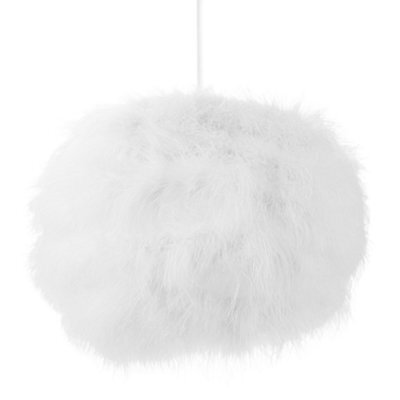 Happy Homewares Modern And Distinctive Small Real White Feather Decorated Pendant Light Shade - image 1