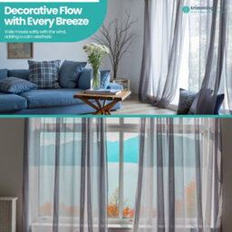 "Neel Blue Voile Curtains Slot Top, 2 Curtains, Grey - 56"" Width X 81"" Drop" - thumbnail 7