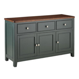 Statement Furniture Queensbury Large Sideboard With Oak Top, 3 Doors And Drawers - Bottle Green