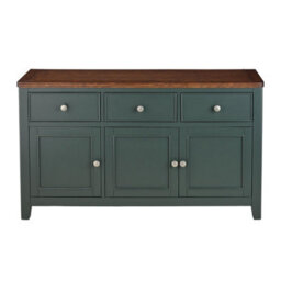 Statement Furniture Queensbury Large Sideboard With Oak Top, 3 Doors And Drawers - Bottle Green - thumbnail 3