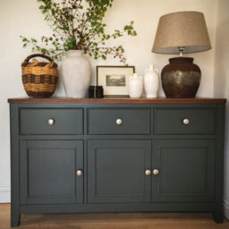 Statement Furniture Queensbury Large Sideboard With Oak Top, 3 Doors And Drawers - Bottle Green - thumbnail 2