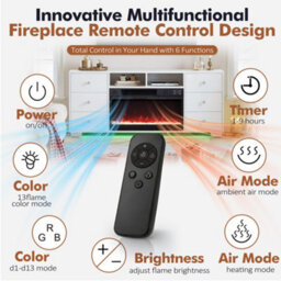 Fenchilin White Electric Fireplace Tv Stand 140Cm, 13 Flame Colours + Rgb Base Led Lights, 6 Drawer Storage Entertainment Unit - thumbnail 6