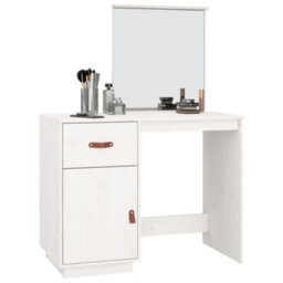 Berkfield Dressing Table White 95X50X134 Cm Solid Wood Pine - thumbnail 4