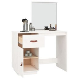 Berkfield Dressing Table White 95X50X134 Cm Solid Wood Pine - thumbnail 5