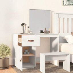 Berkfield Dressing Table White 95X50X134 Cm Solid Wood Pine - thumbnail 3