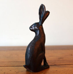 Inspirational Gifting Miniature Sitting Hare Garden Sculpture Cast Aluminium Ornament - thumbnail 5