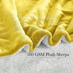 Ameha Sherpa Fleece Blanket Super King Ochre 230X270Cm Reversible Throw For Sofa, Bed & Travel - thumbnail 6