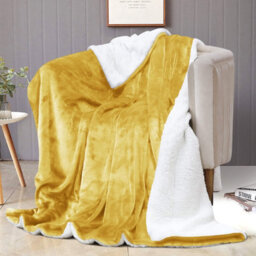 Ameha Sherpa Fleece Blanket Super King Ochre 230X270Cm Reversible Throw For Sofa, Bed & Travel - thumbnail 4