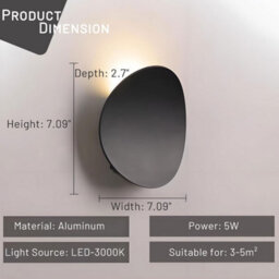 Amorly Led Wall Sconce Indoor Modern Lighting Minimalist Hardwired  For Living Room Bedroom Hallway  Warm White 3000K - thumbnail 6