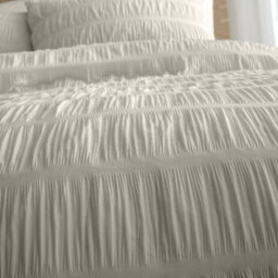Catherine Lansfield Bedding Seersucker Embellished Duvet Cover Set With Pillowcases Natural - thumbnail 3