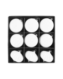 Werchristmas Set Of 9 Velvet Baubles, White, 10 Cm - thumbnail 1