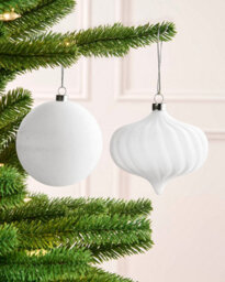 Werchristmas Set Of 9 Velvet Baubles, White, 10 Cm - thumbnail 3