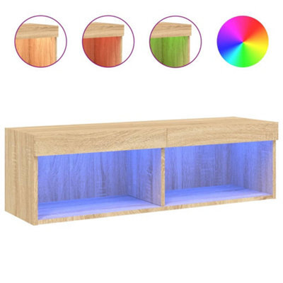 Berkfield Durable Tv Cabinet With Led Lights Sonoma Oak 100X30X30 Cm