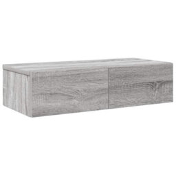 Berkfield Wall Shelf With Drawers Grey Sonoma 60X26.5X15 Cm Engineered Wood - thumbnail 2
