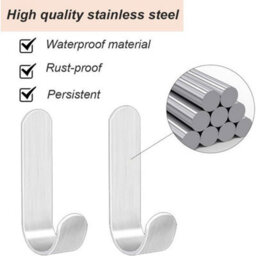 Hooks Stainless Steel Adhesive Hooks Pack Of 4 Self Adhesive Towel Holders Stainless Steel Hooks - thumbnail 2