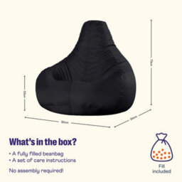 Icon Dalton High Back Adult Gaming Indoor Outdoor Bean Bag Chair, Black - thumbnail 6