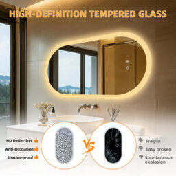 Luvodi 500X1000mm Oval Led Bathroom Mirror Anti-Fog Dimmable Backlit Vanity Mirrors With 2 Buttons - thumbnail 5