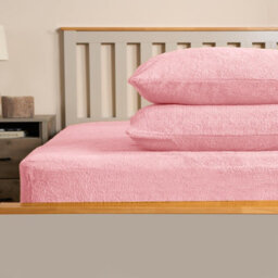 Ohs Teddy Fleece Fitted Bed Sheet Soft Thermal, Pink - King - thumbnail 3
