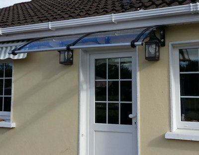 Canofix UK Canofix Door Canopy Pc 3500 Width X 650 Projection (Black Bracket - Clear Sheet) - image 1