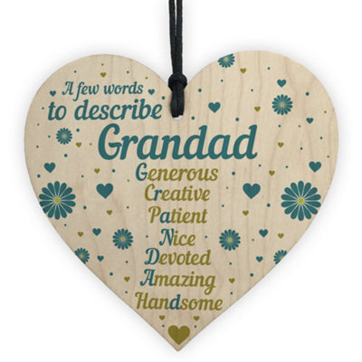 Red Ocean Birthday Gifts For Grandad From Grandchildren Grandparent Gifts Fathers Day Wood Heart Thank You Gift For Him - image 1