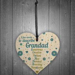 Red Ocean Birthday Gifts For Grandad From Grandchildren Grandparent Gifts Fathers Day Wood Heart Thank You Gift For Him - thumbnail 2