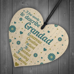 Red Ocean Birthday Gifts For Grandad From Grandchildren Grandparent Gifts Fathers Day Wood Heart Thank You Gift For Him - thumbnail 6