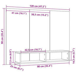 Berkfield Wall Tv Cabinet Old Wood Engineered Wood - thumbnail 9
