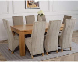 That's Furniture Dakota 182 X 92 Cm Chunky Oak Large Dining Table And 8 Chairs Dining Set With Lola Grey Fabric Chairs - thumbnail 3