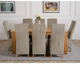 That's Furniture Dakota 182 X 92 Cm Chunky Oak Large Dining Table And 8 Chairs Dining Set With Lola Grey Fabric Chairs - thumbnail 2