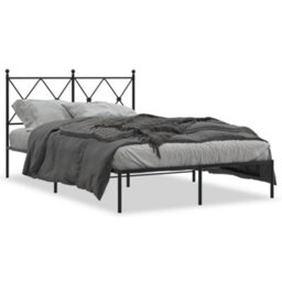 Berkfield Metal Bed Frame Without Mattress With Headboard Black 120X190Cm - thumbnail 2